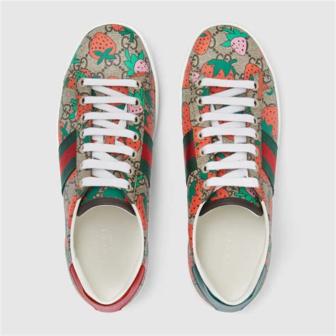 women's screener gucci strawberry sneaker|gucci strawberry ace sneakers.